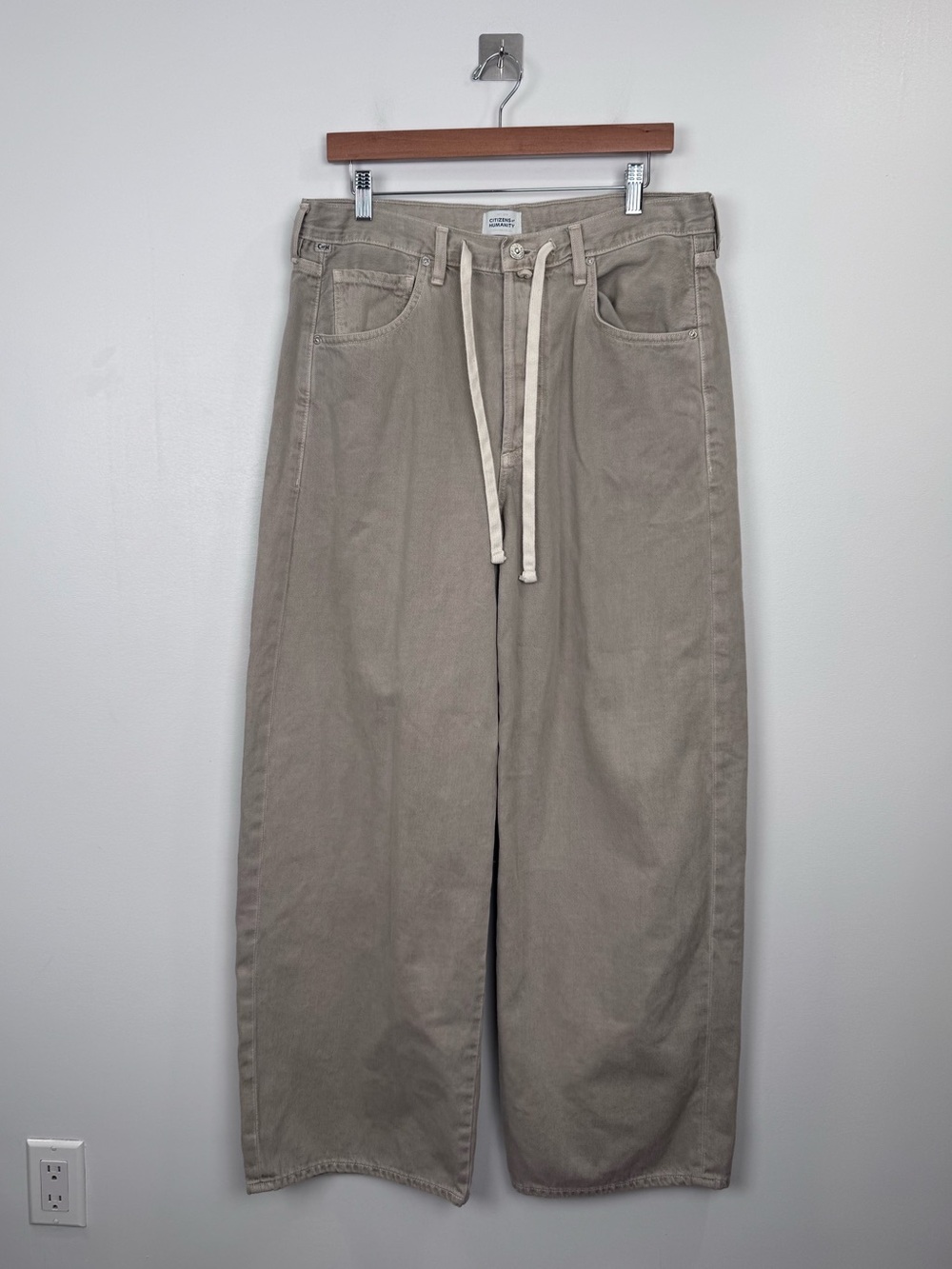 Citizens of Humanity Women Brynn Drawstring Tan Trouser Pant Size 30